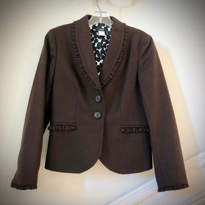 J. Crew Brown Felted Wool 3-Button Blazer Size 6